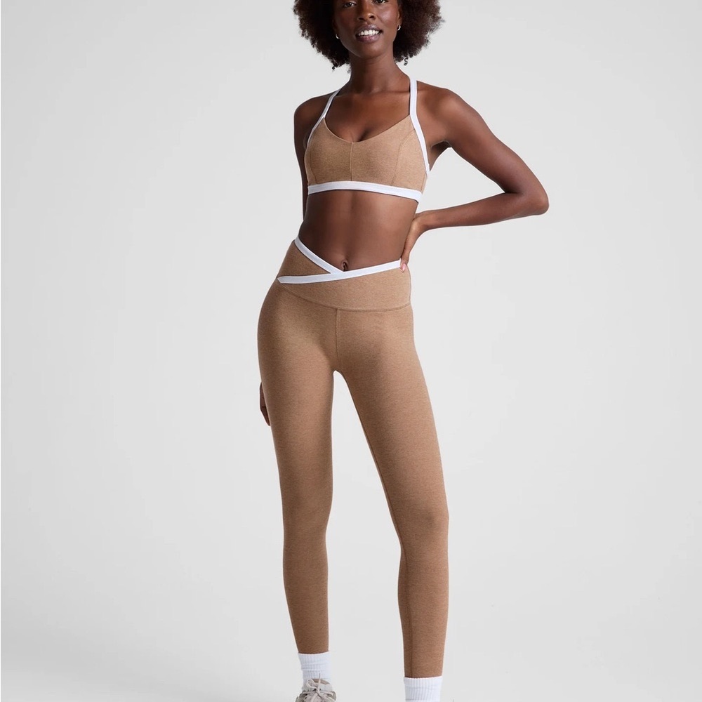 Beyond Yoga Taupe spacedye outlines high waist midi legging